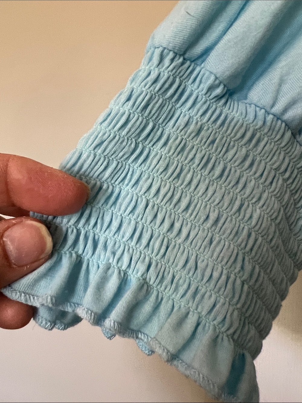 new directions Light Blue Smocked-Sleeve Tunic Top - Picture 3 of 4